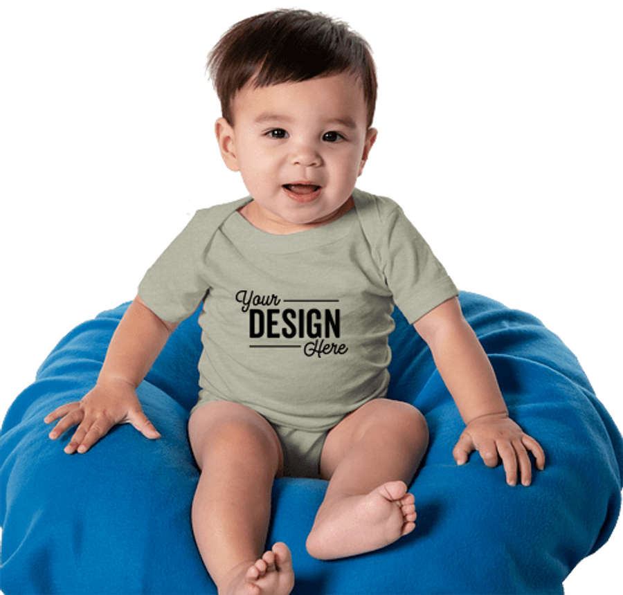 Bella + Canvas Jersey Short-Sleeve Baby Bodysuit in Heather Stone