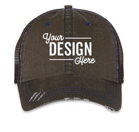 Mega Cap Herringbone Trucker Hat - Color: Brown / Navy