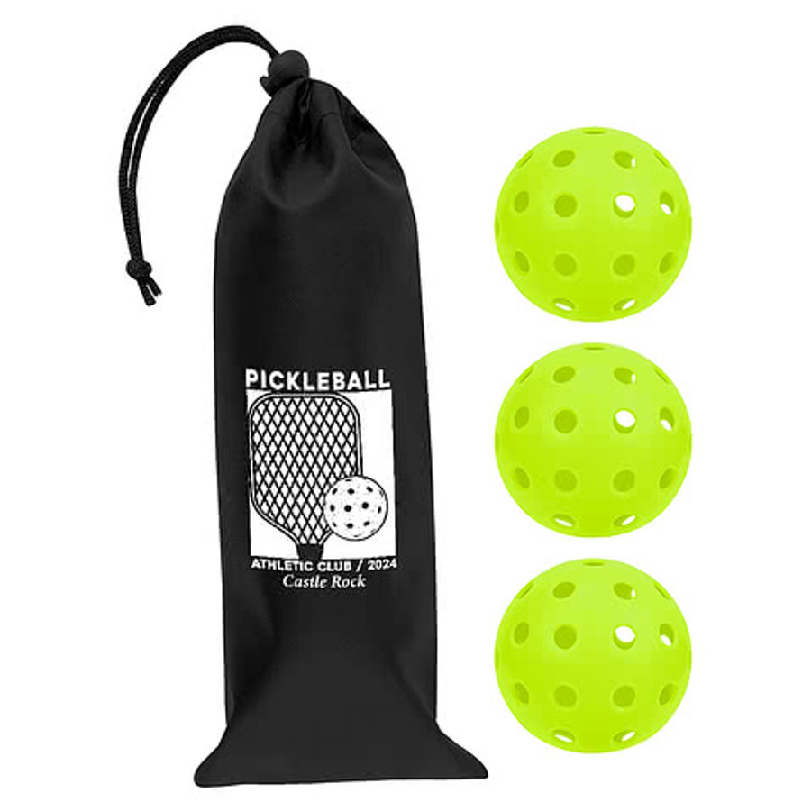 Full Color Pickleball Outdoor Ball Set in BLACK WITH LIME