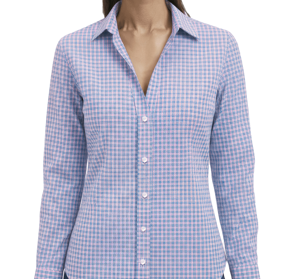 Blue Generation Women's Tricolor Check Plaid Long Sleeve Shirt-default