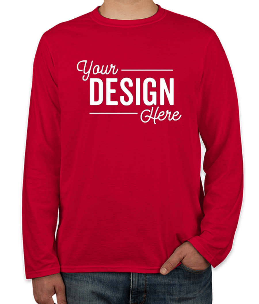 Gildan Softstyle Long Sleeve Jersey T-shirt in Cherry Red