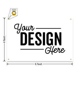 Full Color 6' x 4' Vinyl Banner - Color: White