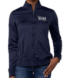Sport-Tek Women's Tricot Track Jacket - Color: True Navy / White
