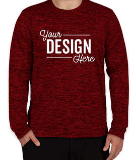 Sport-Tek Electric Heather Long Sleeve Performance Shirt - Color: Deep Red/ Black Electric