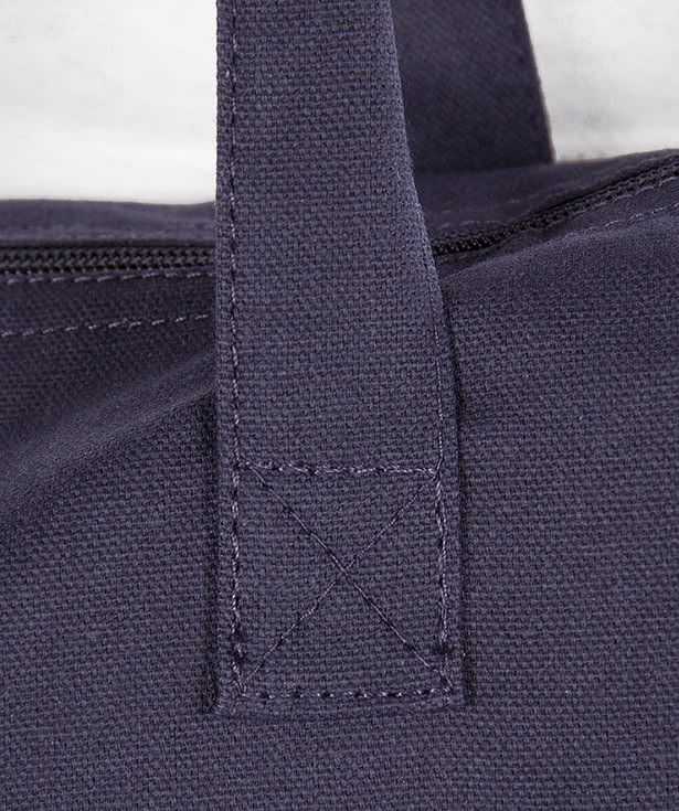 Embroidered Large Wide 100% Cotton Canvas Zippered Tote Bag