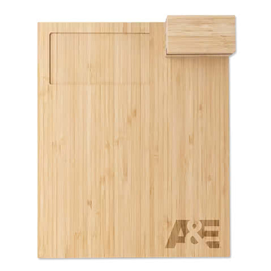 Laser Engraved Charcuterie Board with Bowl, Cheese Utensils, & Forks in Natural