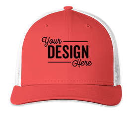 New Era Snapback Low Profile Trucker Hat - Color: Coral / White