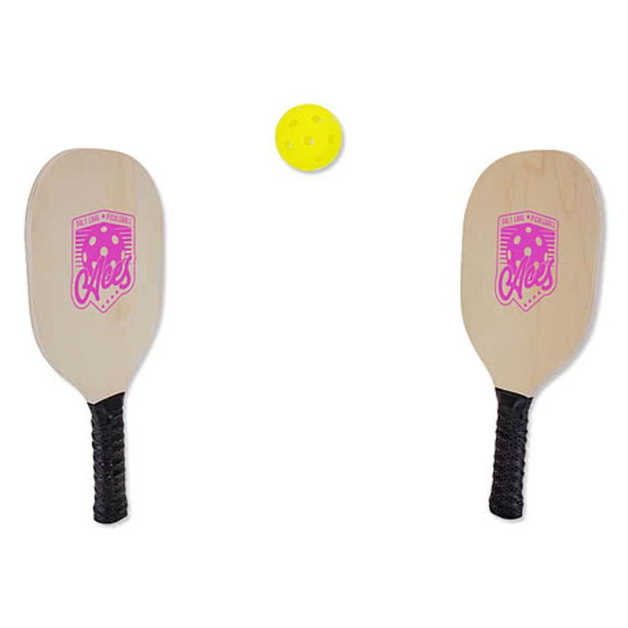3-Piece Pickleball Wood Paddle and Ball Set in Natural