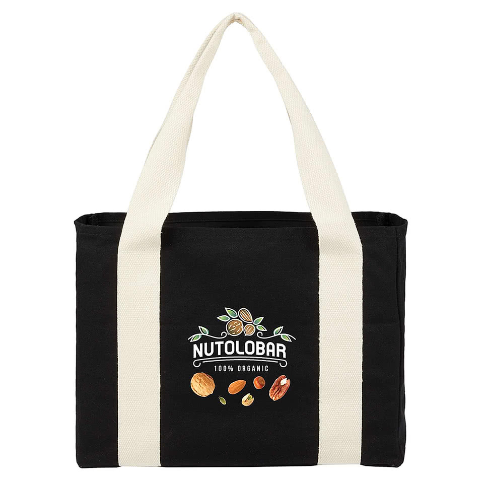 Cotton Shopper Tote Bag with Contrast Handles