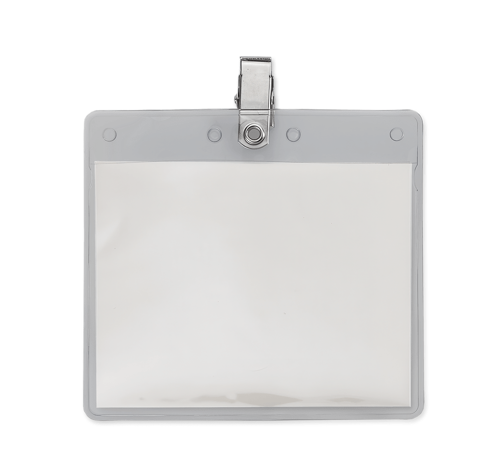 4" x 3" Horizontal Vinyl Badge Pouch with Bulldog Clip-default