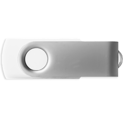 Full Color Silver Swivel USB Flash Drive 8GB in White