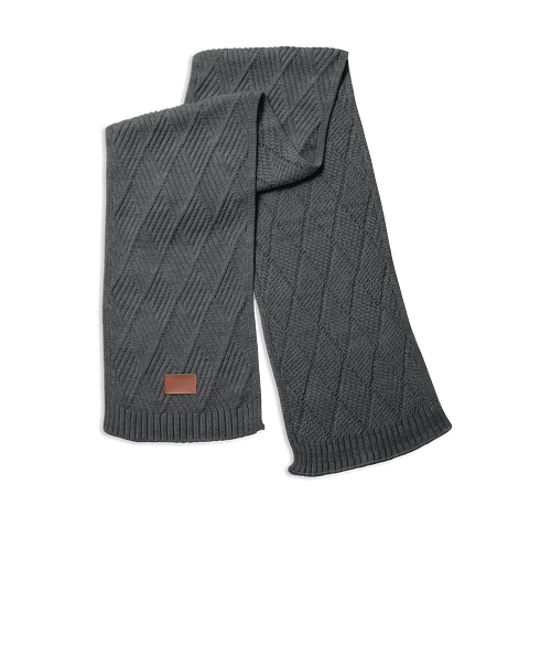 Debossed Leeman Trellis Knit Scarf in Charcoal Heather