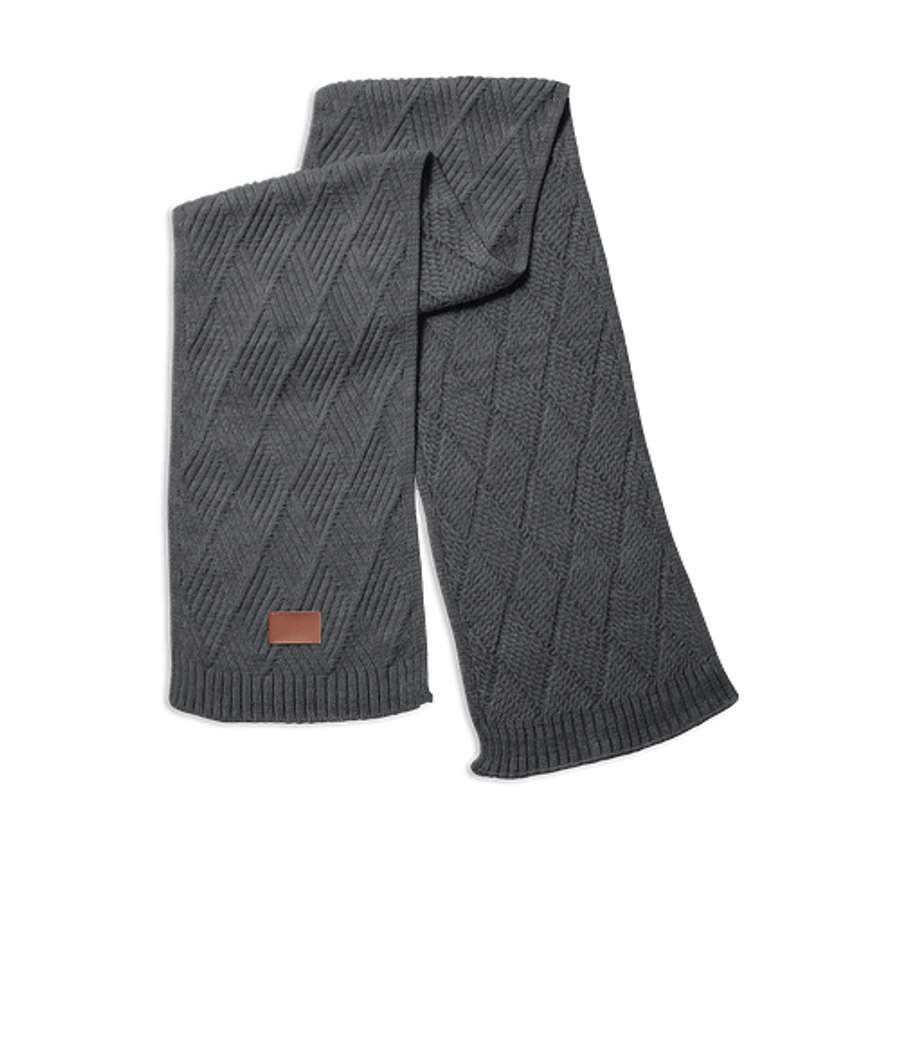Debossed Leeman Trellis Knit Scarf in Charcoal Heather