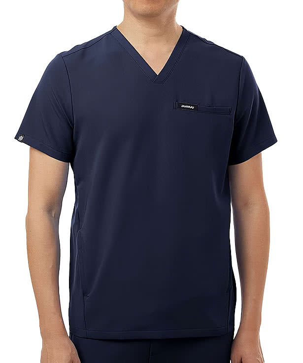 Jaanuu Platt Three-Pocket V-Neck Scrub Top - Embroidered