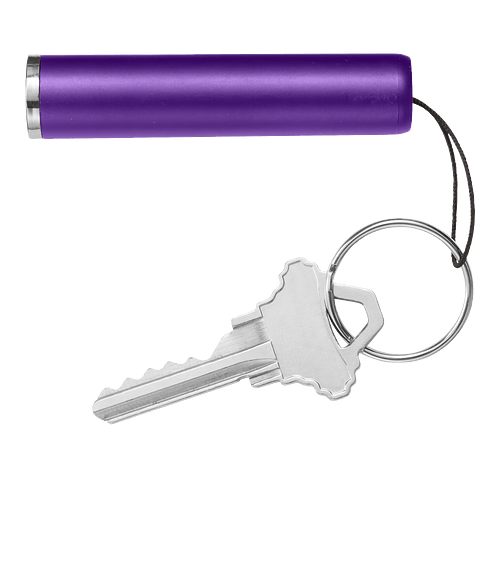 Laser Engraved Light Up LED Keychain in PURPLE