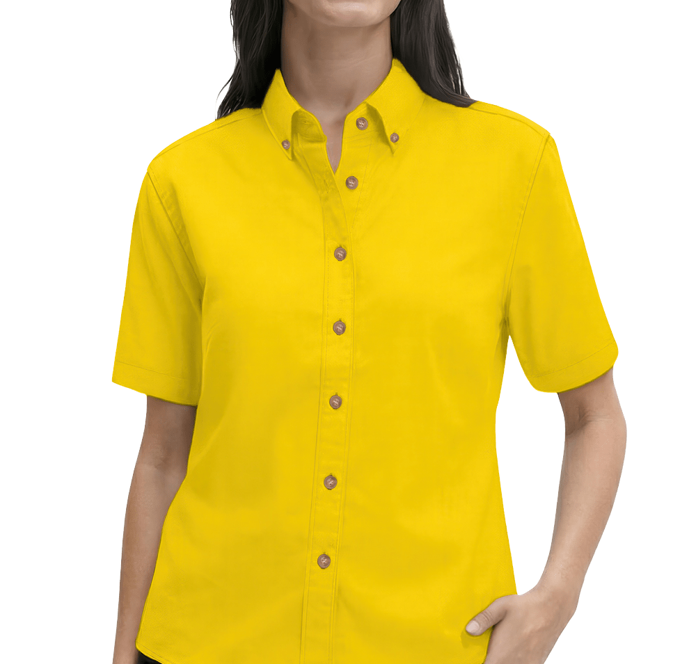 Blue Generation Women’s 100% Cotton Twill Short Sleeve Shirt - Embroidered-default