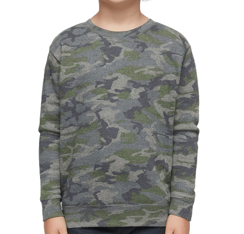 Live & Tell by LAT Youth Fleece Crewneck Sweatshirt in Vintage Camo