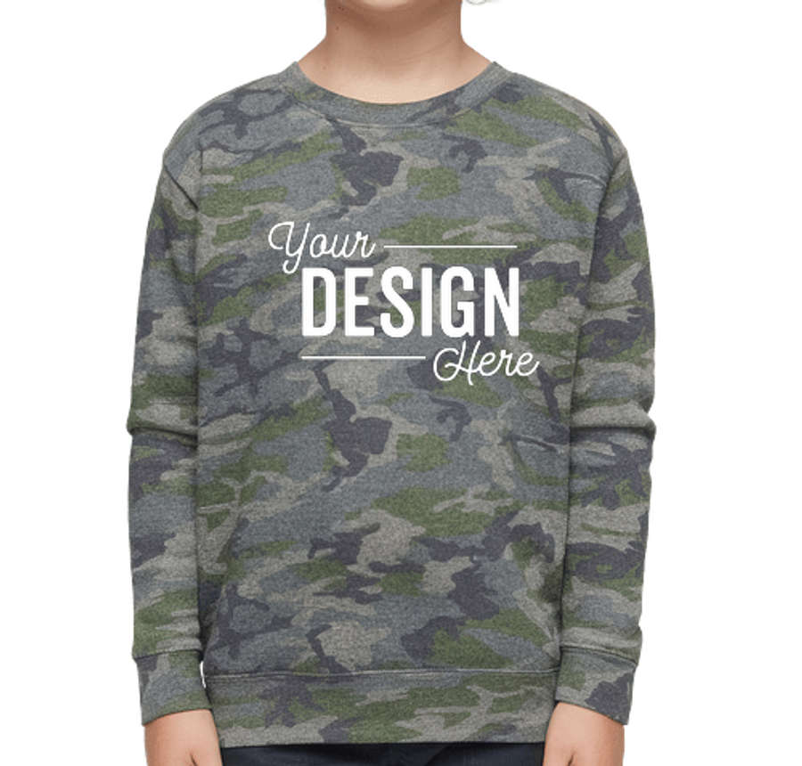 Live & Tell by LAT Youth Fleece Crewneck Sweatshirt in Vintage Camo