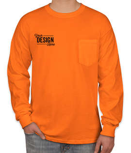 Canada - Gildan Ultra Cotton Long Sleeve Pocket T-shirt - Color: Safety Orange