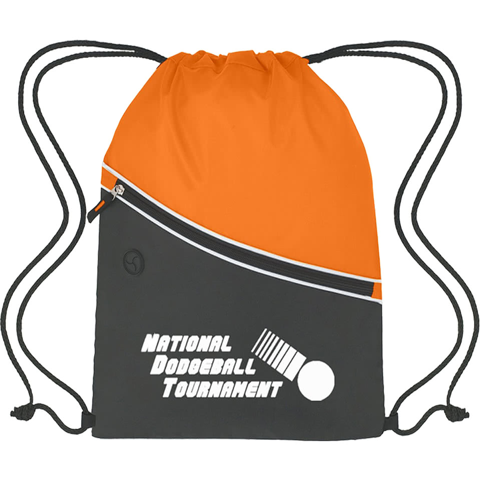 Two-Tone Sports Pack Zippered Drawstring Bag