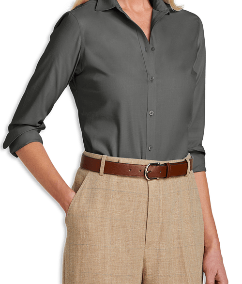 Brooks Brothers Women's Wrinkle-Free Stretch Nailhead Dress Shirt in Deep Black
