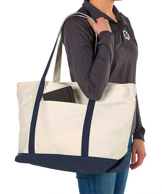 Large Heavyweight Cotton Zippered Tote Bag