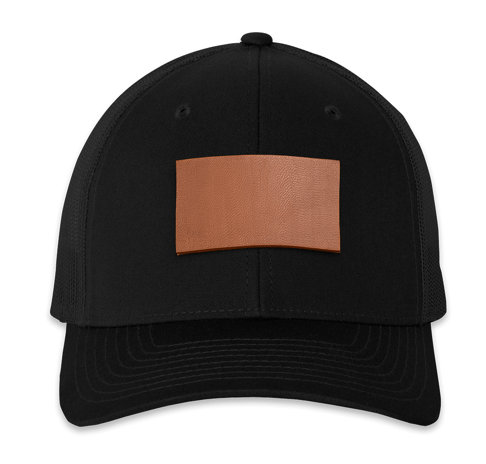 Richardson Snapback Trucker Hat - Rectangle Faux Leather Patch - Laser Engraved-default