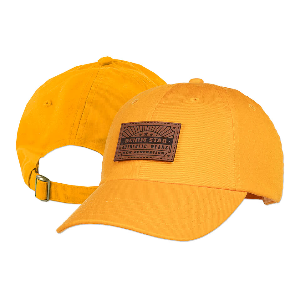 Valucap Bio-Washed Hat - Rectangle Faux Leather Patch - Laser Engraved