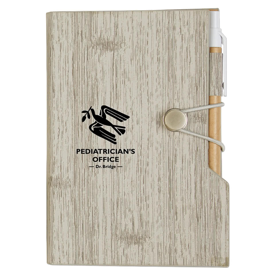 Woodgrain Look Notebook with Sticky Notes and Flags
