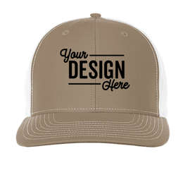 Richardson Twill Back Snapback Trucker Hat - Color: Khaki / White