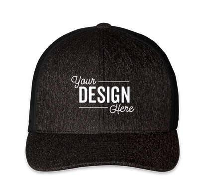 Pacific Headwear Heather Trucker Hat - Black Heather / Black