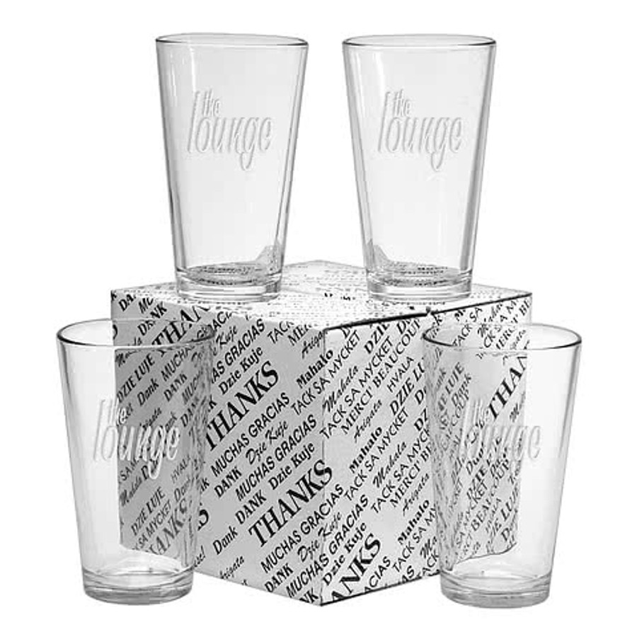 Laser Engraved 16 oz. Pint Glass (Set of 4) in Clear