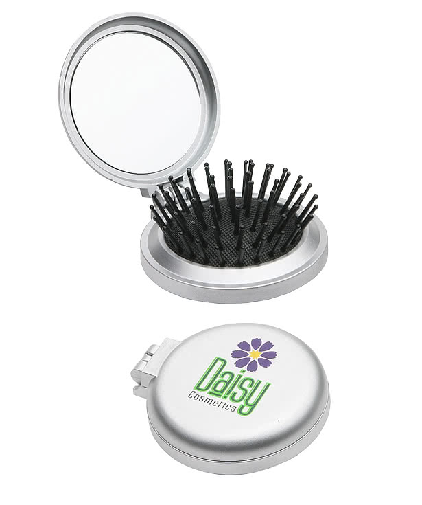 Travel Disk Brush & Mirror Compact
