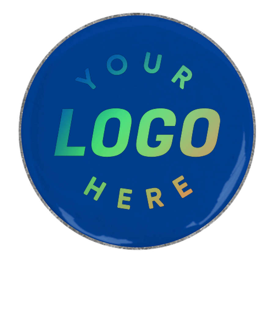 1" Round Lapel Pin in Royal Blue / Silver