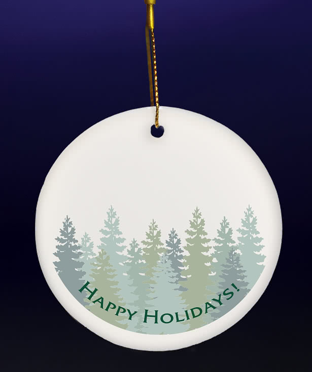 Happy Holidays 3" Round Ceramic Ornament