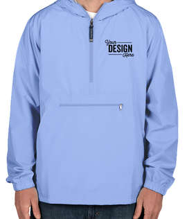 Charles River Pack-N-Go Hooded Packable Anorak - Screen Printed - Color: Columbia Blue