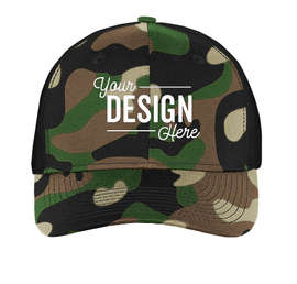 Port Authority Snapback Trucker Hat - Color: Woodland Camo / Black