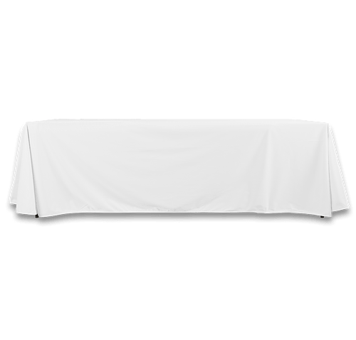 Full Color 8' Premium Throw Tablecloth in White