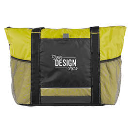 Colorblock Zippered Insulated Cooler Tote - Color: Black / Apple Green