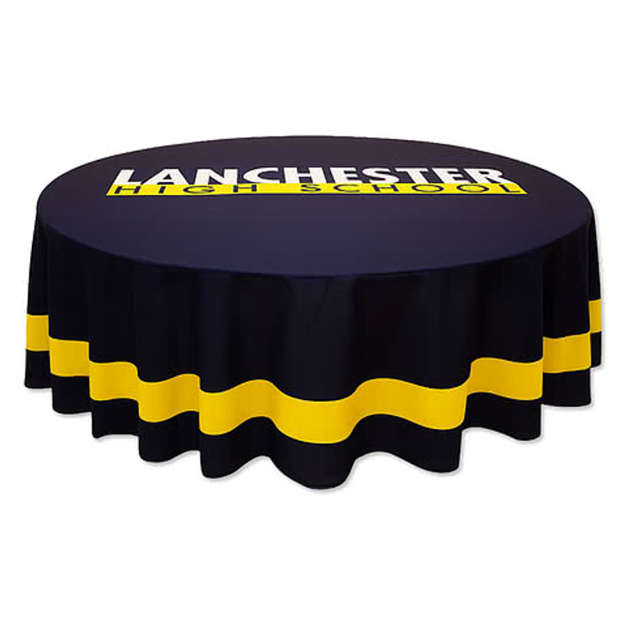 Full Color 5' Round Throw Tablecloth in White