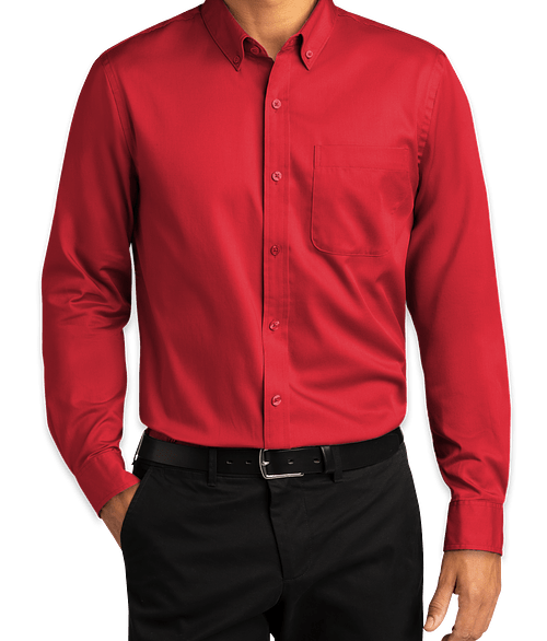 Port Authority SuperPro React Dress Shirt - Embroidered in Rich Red