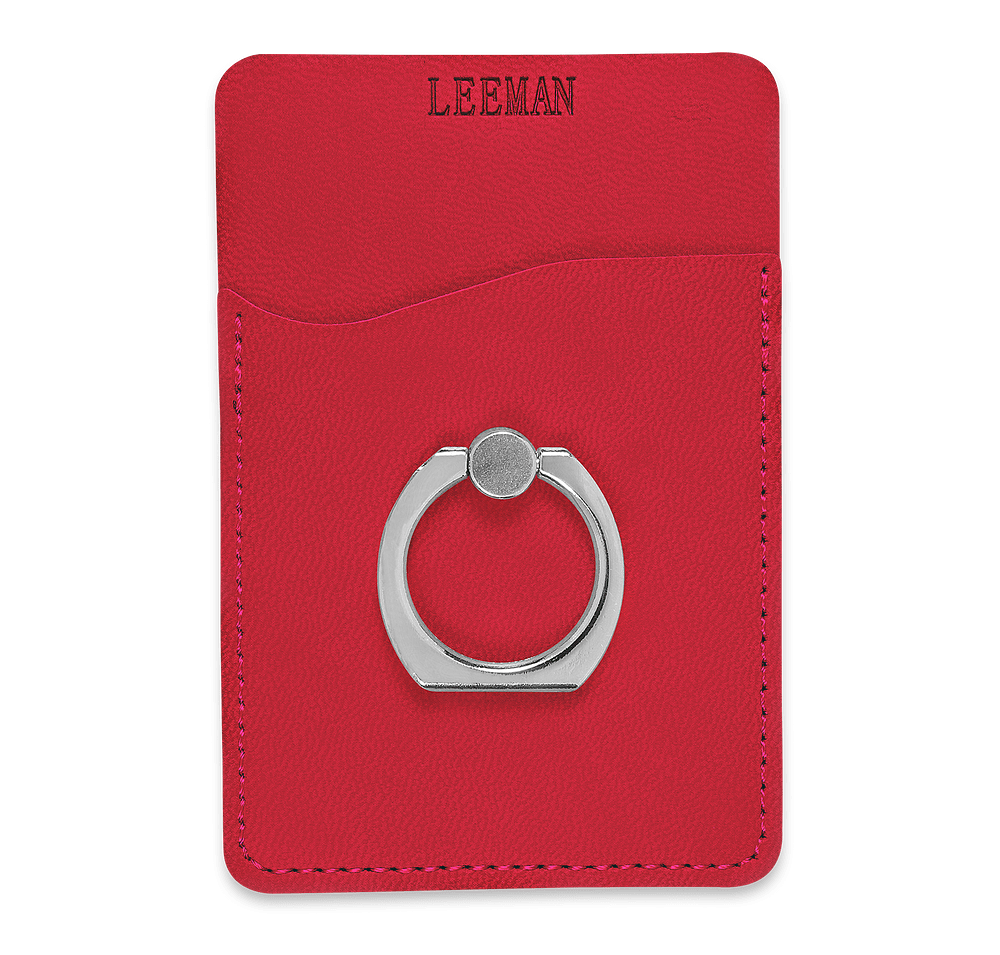 Debossed Tuscany Phone Wallet with Metal Ring Phone Stand-default