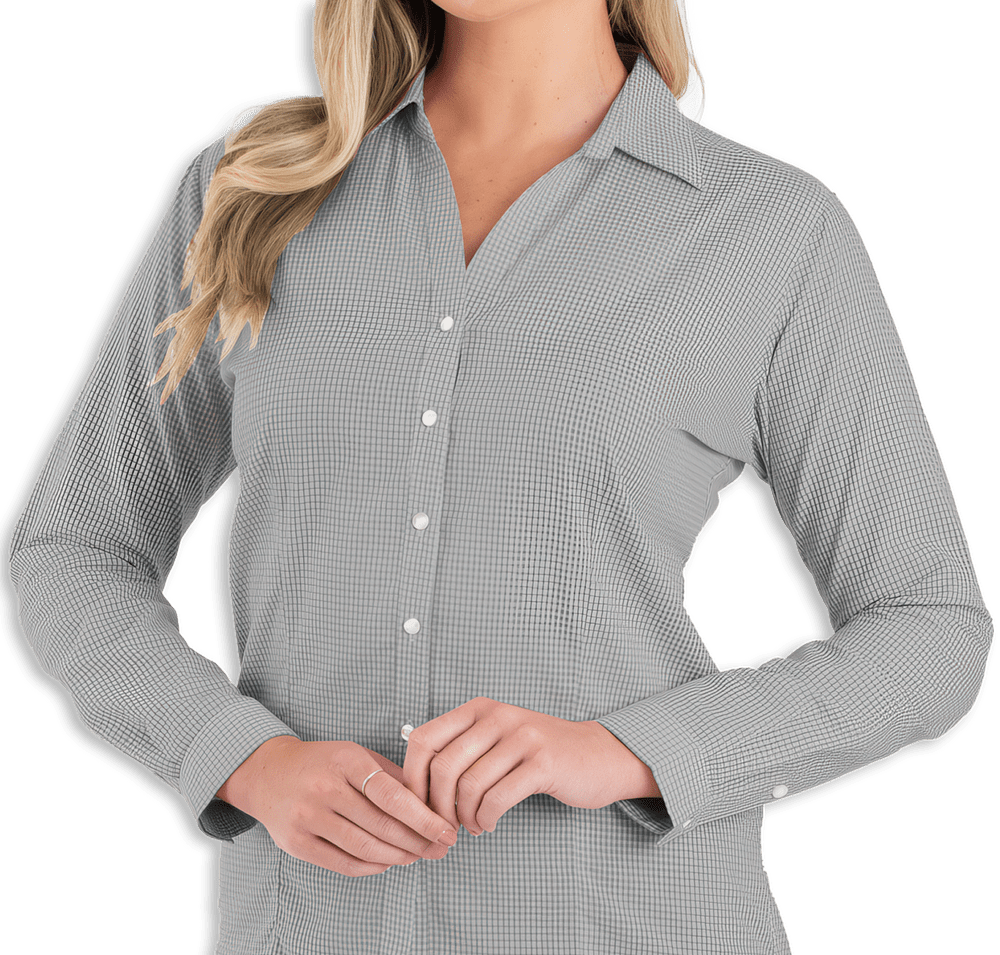 Blue Generation Women's Untucked Gingham Long Sleeve Dress Shirt-default