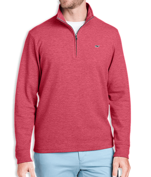 Vineyard Vines Saltwater Logo Quarter Zip Sweatshirt in Lobster Reef