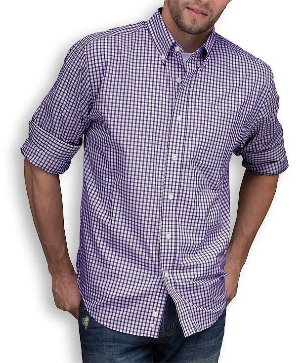 Vansport Easy Care Gingham Dress Shirt