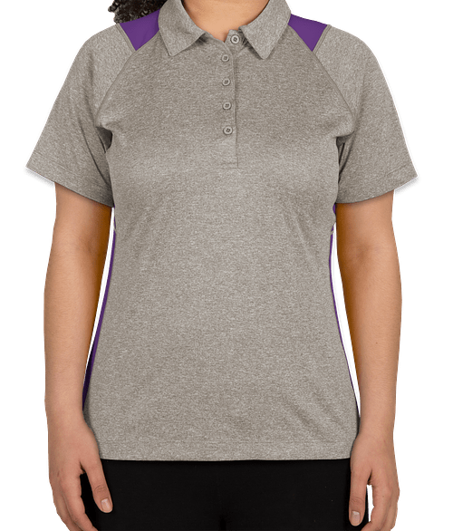Sport-Tek Women's Contrast Performance Polo in Vintage Heather / Purple