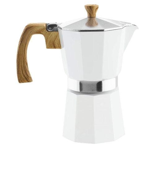 Grosche Laser Engraved 6 Cup Milano Espresso Maker in WHITE