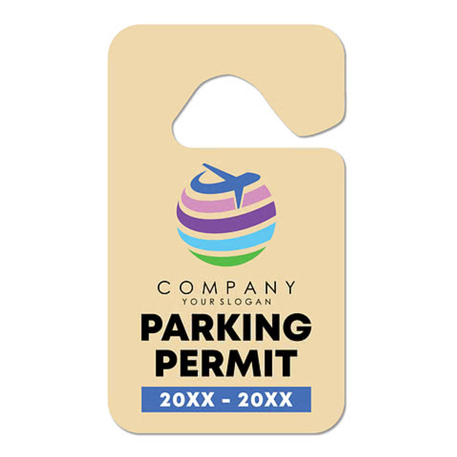 Full Color 2.75" x 4.75" Standard Parking Permit Mirror Hang Tag in White