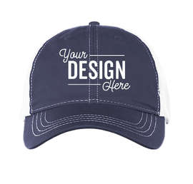 Pacific Headwear Vintage Snapback Trucker Hat - Color: Navy / White / Navy