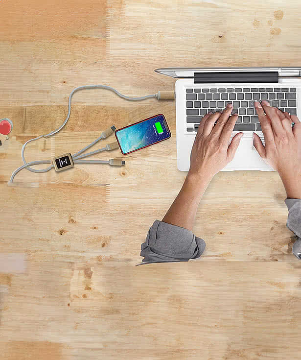 Laser Engraved SCX Innovative Design 5-in-1 Bamboo Charging Cable 2A
